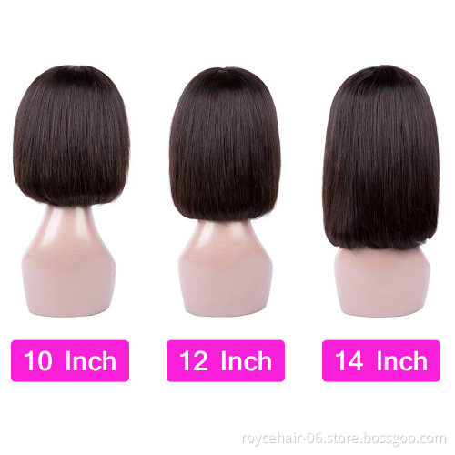 150% Density Wholesale Blonde Brazilian Virgin Hair Ombre Color Bob Human Wig With Bangs For Women